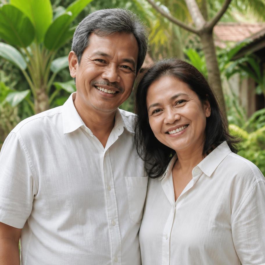 Pak Ardi dan Ibu Ratih, pemilik Villa Anggrek Senggigi
